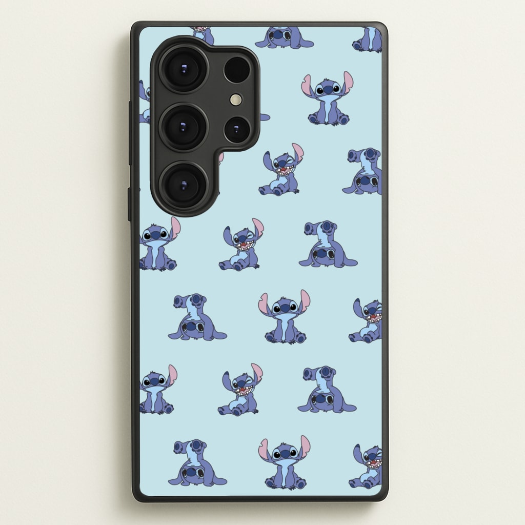 Cute Blue Alien Pose Pattern - Stitch Phone Case for Galaxy S25 Ultra