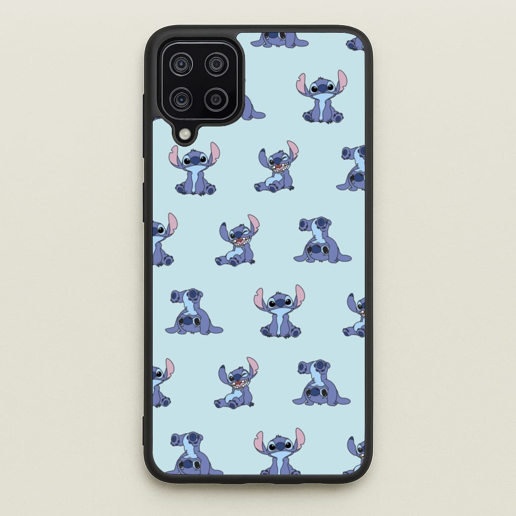Cute Blue Alien Pose Pattern - Stitch Phone Case for Galaxy A12