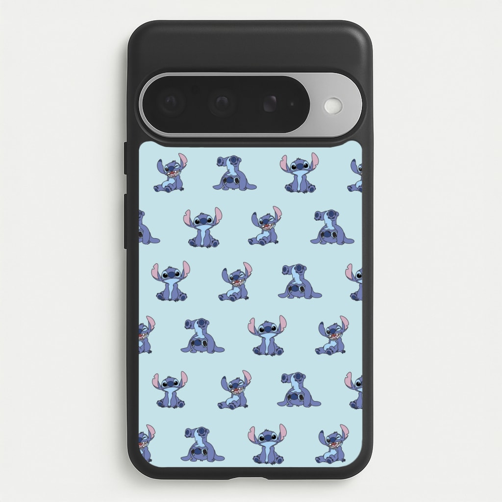 Cute Blue Alien Pose Pattern Phone Case for Google Pixel 10 Pro XL