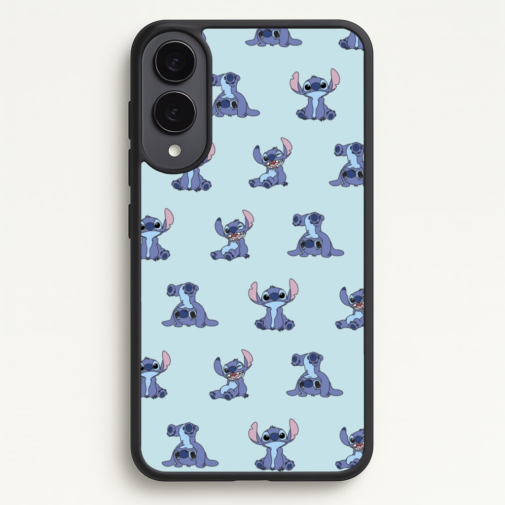 Cute Blue Alien Pose Pattern - Stitch Phone Case for Galaxy S25 Edge