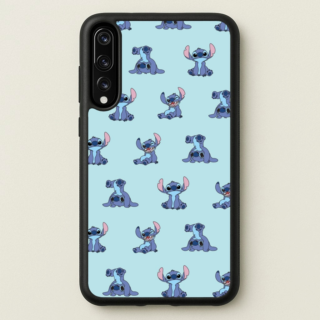 Cute Blue Alien Pose Pattern - Stitch Phone Case for Huawei P20 Pro