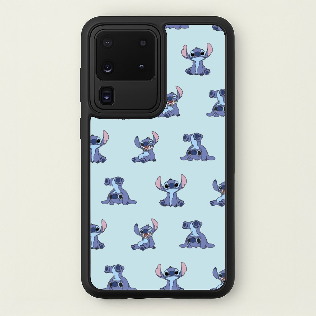 Cute Blue Alien Pose Pattern - Stitch Phone Case for Galaxy S20 Ultra