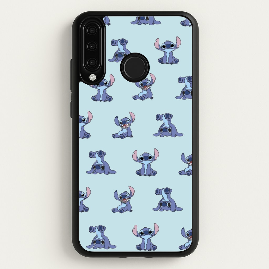 Cute Blue Alien Pose Pattern - Stitch Phone Case for Huawei P30 Lite