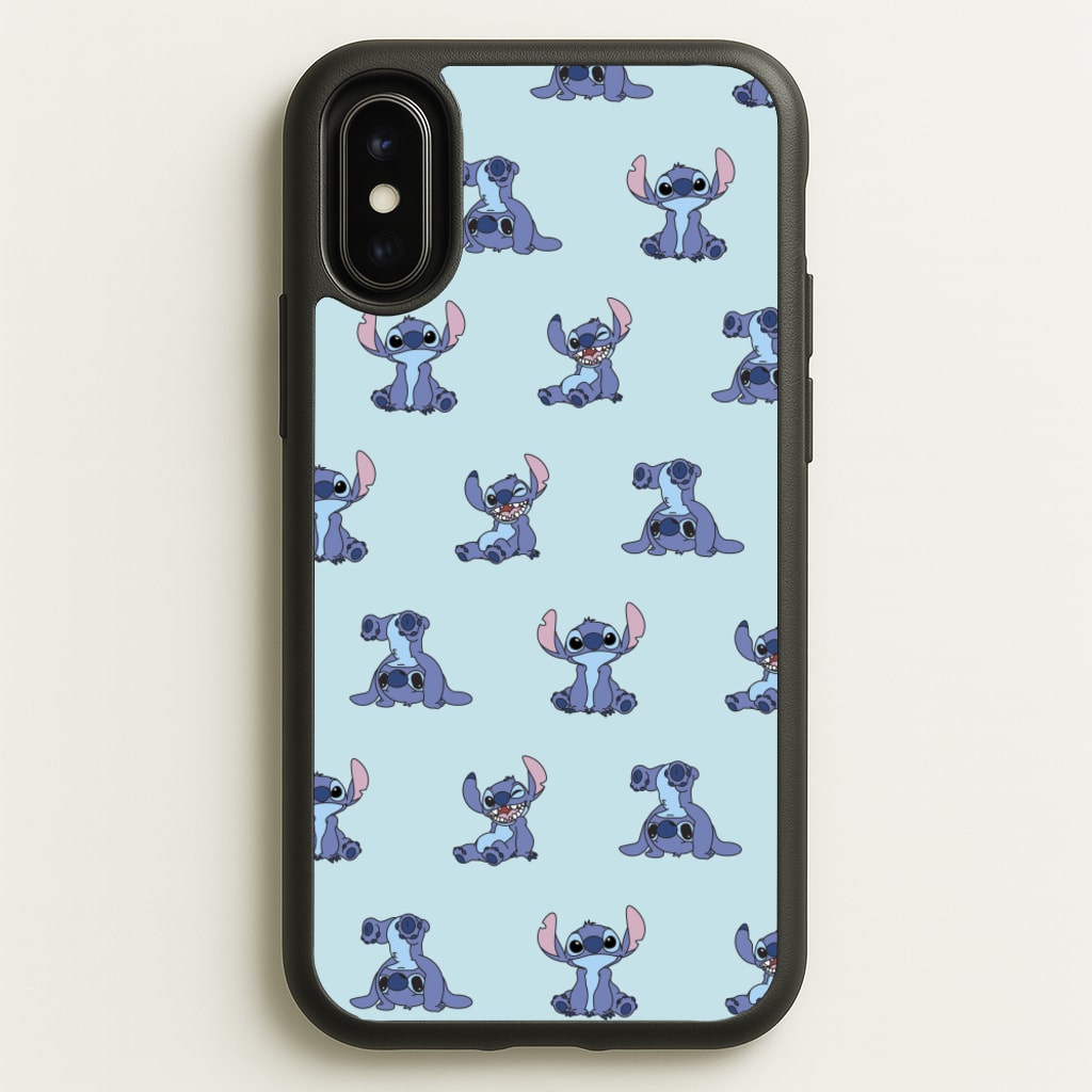 Cute Blue Alien Pose Pattern - Stitch Phone Case for iPhone X / XS