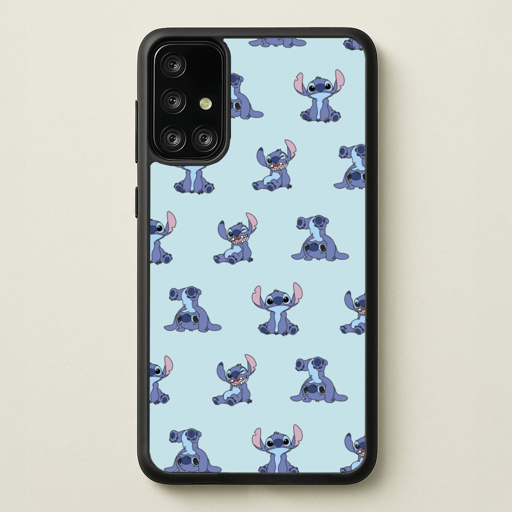 Cute Blue Alien Pose Pattern - Stitch Phone Case for Galaxy A71