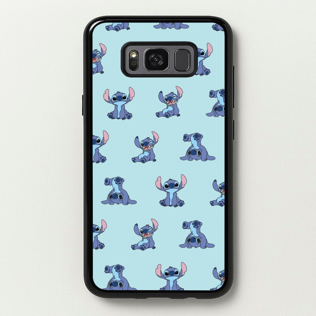 Cute Blue Alien Pose Pattern - Stitch Phone Case for Galaxy S8 Plus