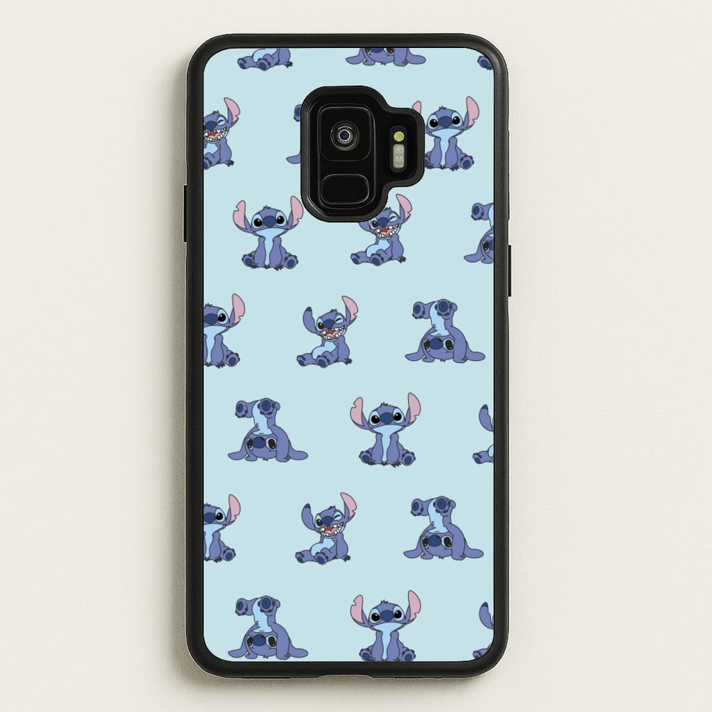 Cute Blue Alien Pose Pattern - Stitch Phone Case for Galaxy S9