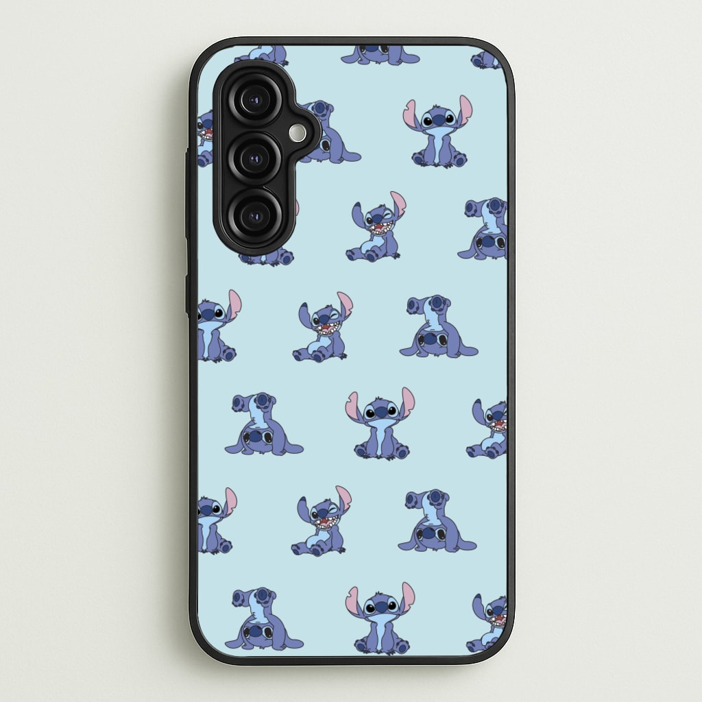 Cute Blue Alien Pose Pattern - Stitch Phone Case for Galaxy A14