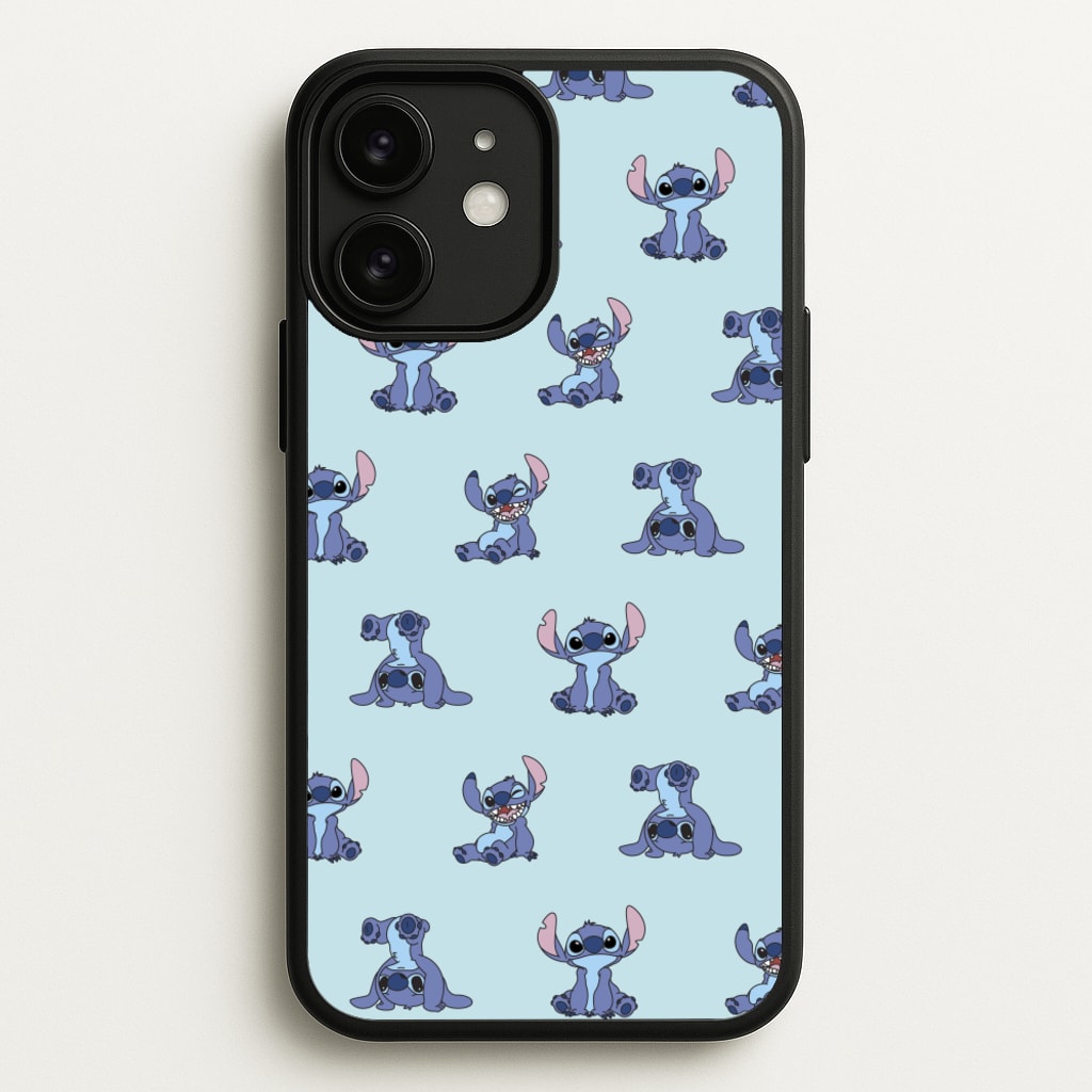 Cute Blue Alien Pose Pattern - Stitch Phone Case for iPhone 11