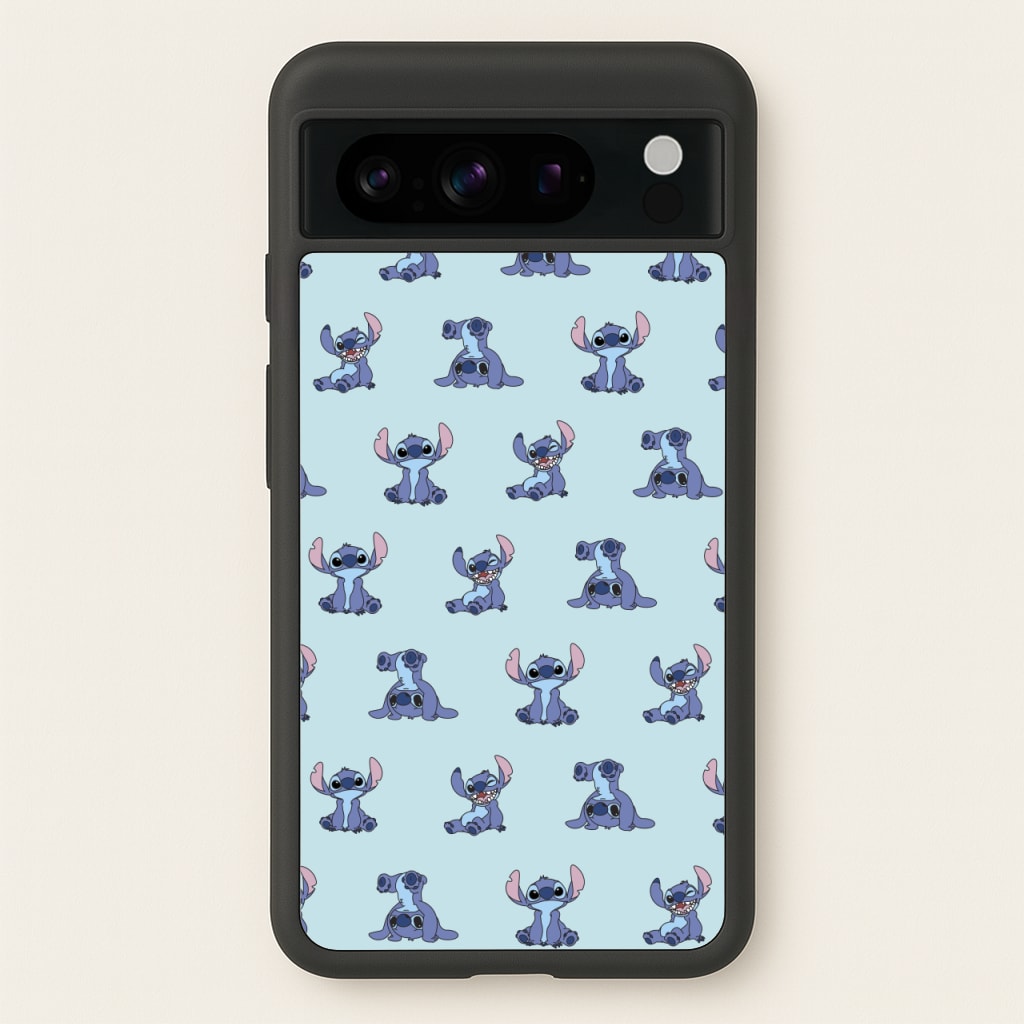 Cute Blue Alien Pose Pattern - Stitch Phone Case for Google Pixel 8 Pro