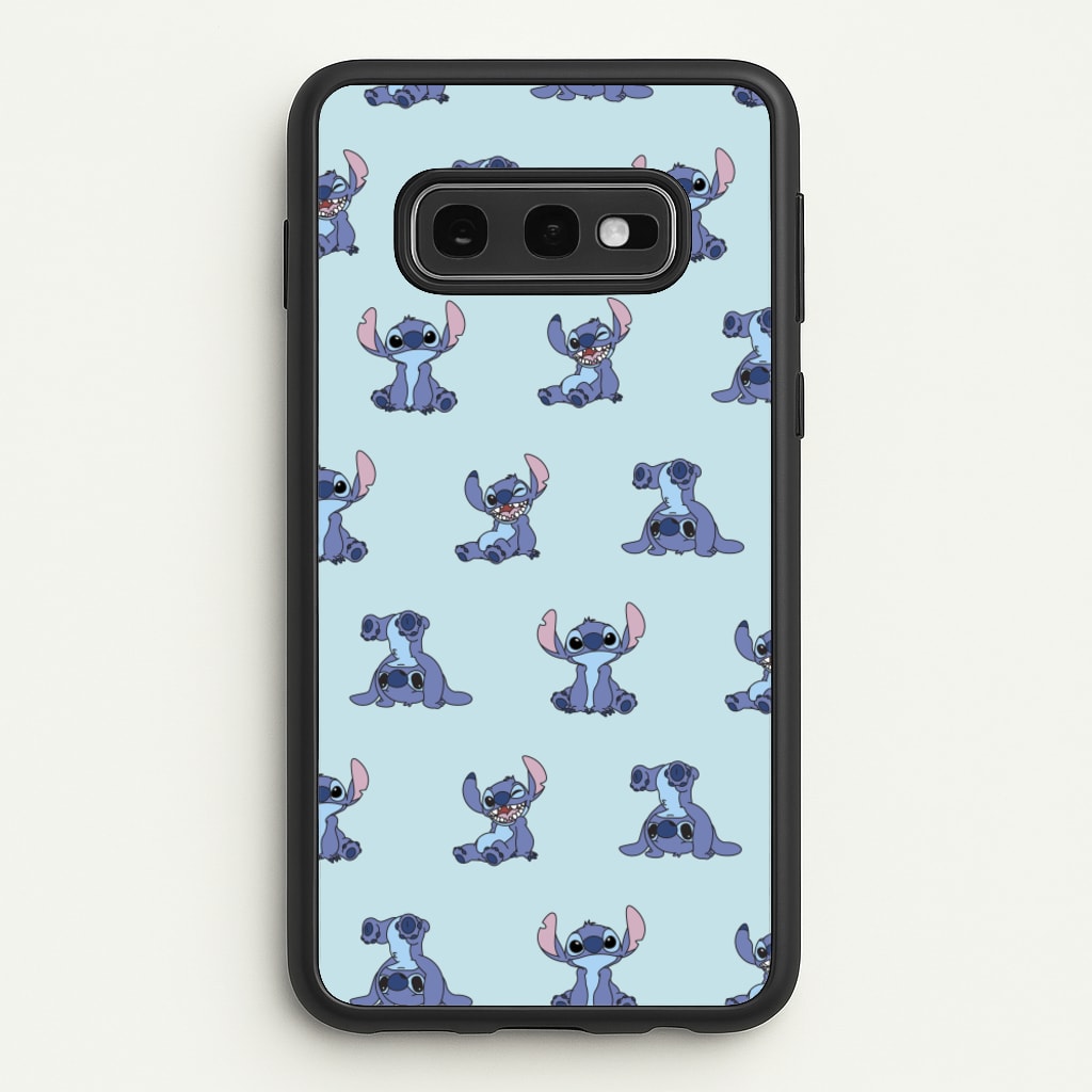 Cute Blue Alien Pose Pattern - Stitch Phone Case for Galaxy S10e
