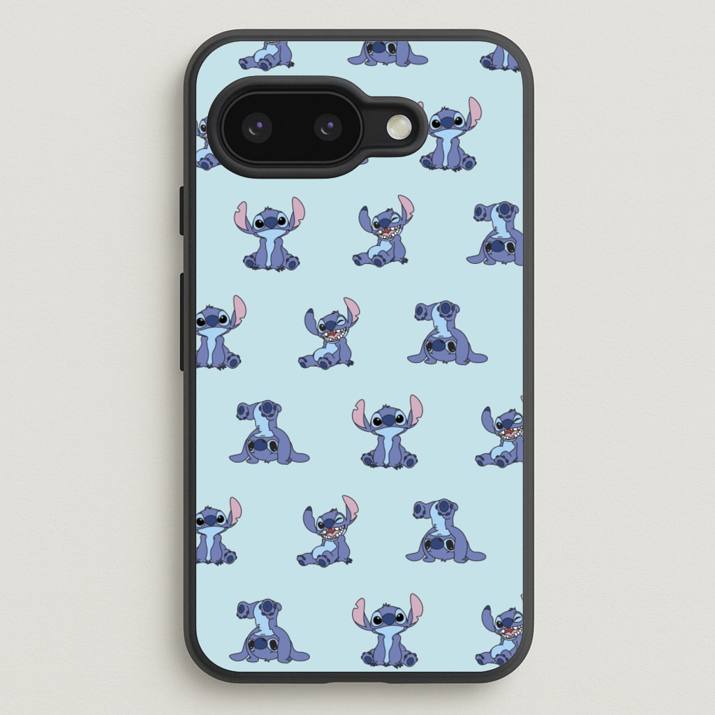 Cute Blue Alien Pose Pattern - Stitch Phone Case for Google Pixel 9a