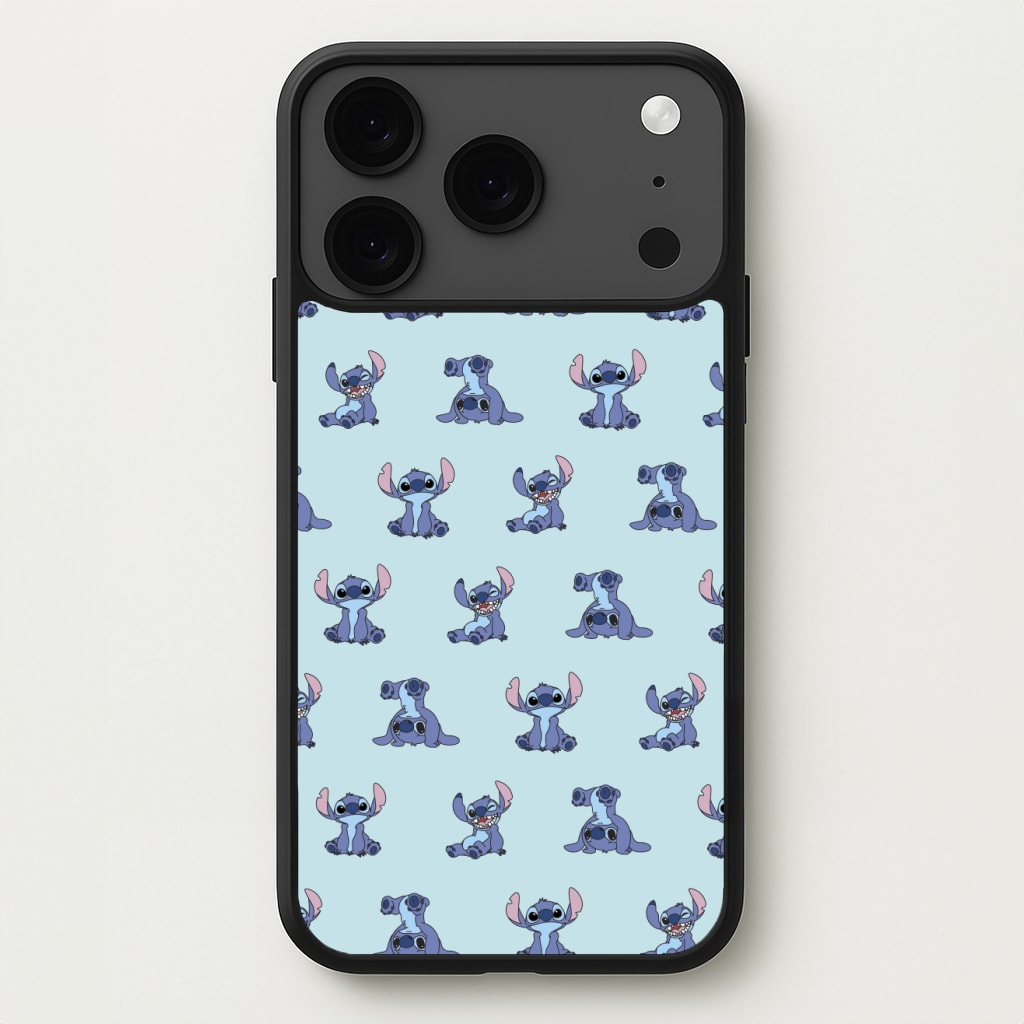Cute Blue Alien Pose Pattern Phone Case for iPhone 17 Pro