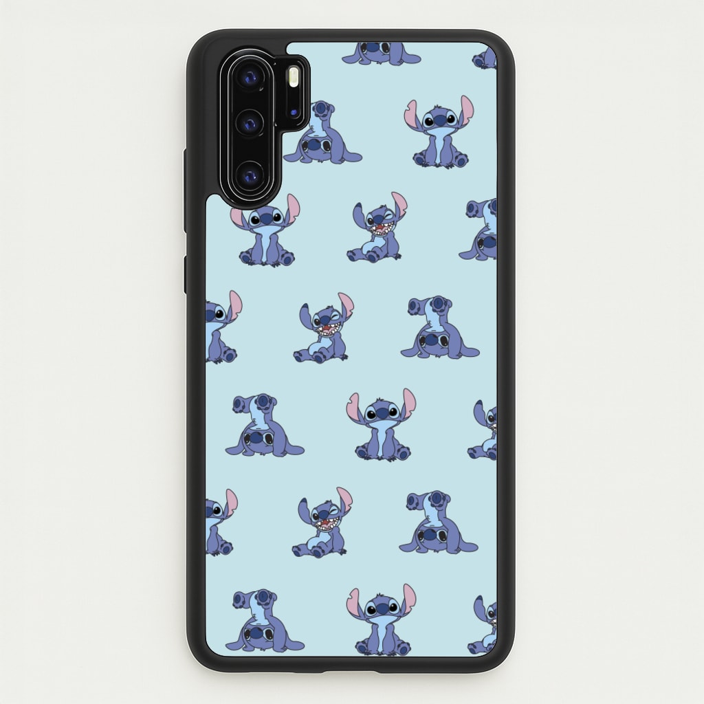 Cute Blue Alien Pose Pattern - Stitch Phone Case for Huawei P30 Pro