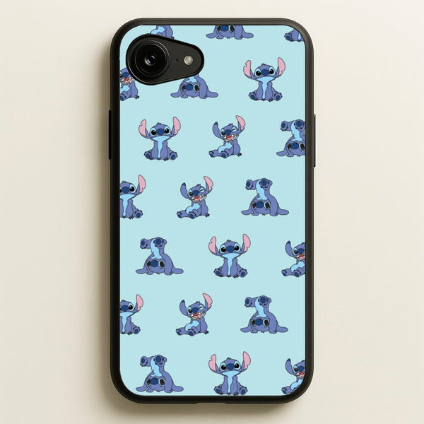 Cute Blue Alien Pose Pattern - Stitch Phone Case for iPhone 16e