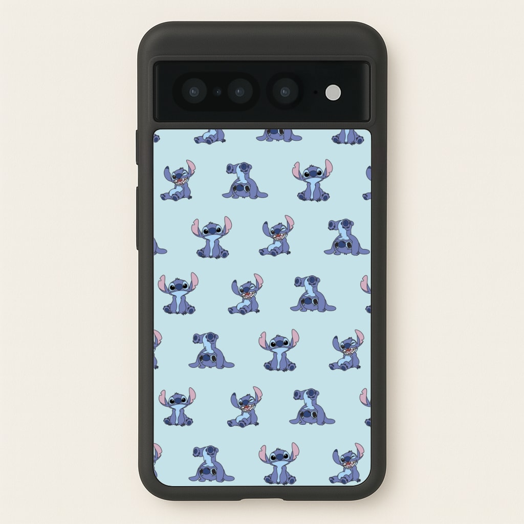 Cute Blue Alien Pose Pattern - Stitch Phone Case for Google Pixel 7 Pro