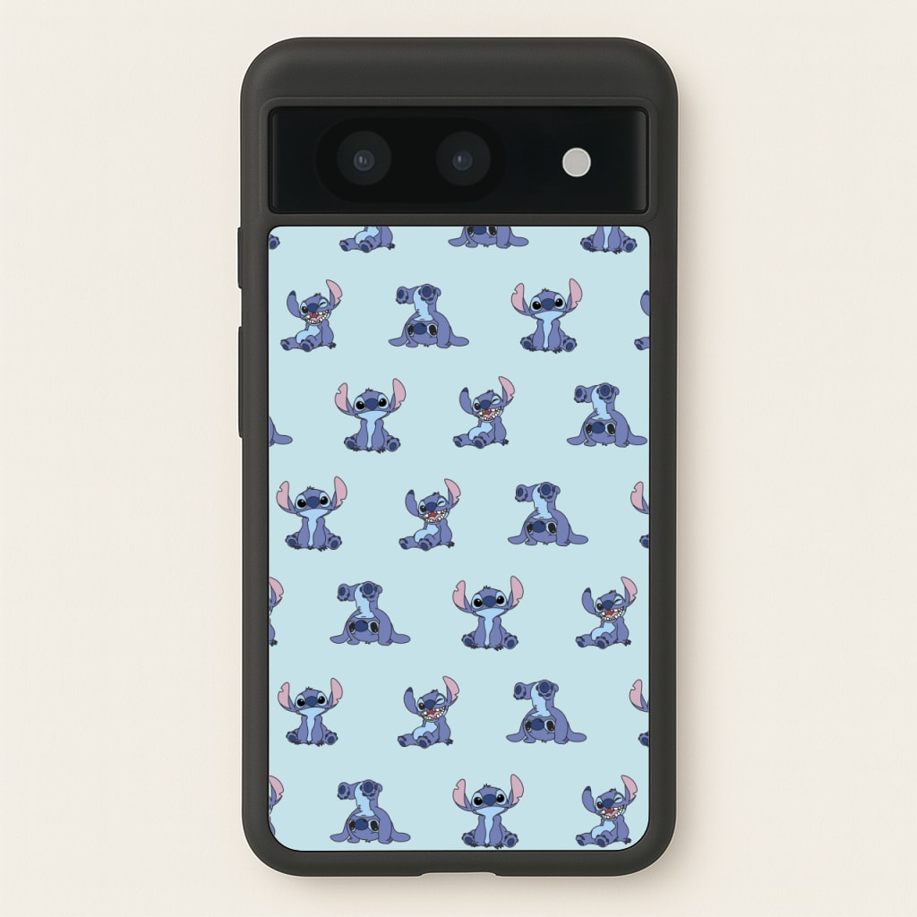 Cute Blue Alien Pose Pattern - Stitch Phone Case for Google Pixel 8a