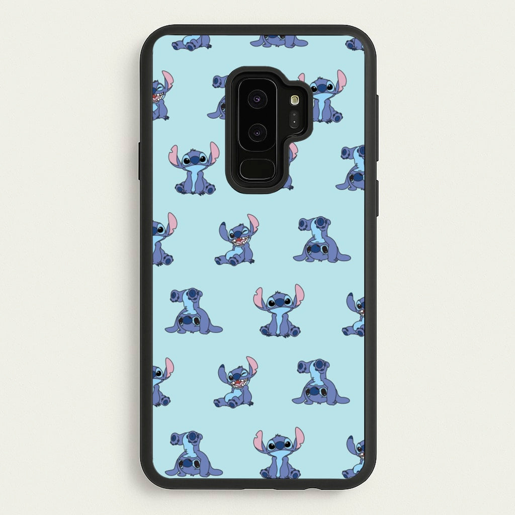 Cute Blue Alien Pose Pattern - Stitch Phone Case for Galaxy S9 Plus