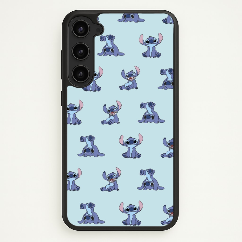 Cute Blue Alien Pose Pattern - Stitch Phone Case for Galaxy S23