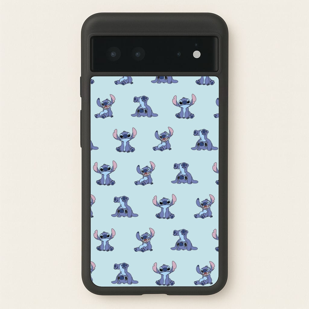 Cute Blue Alien Pose Pattern - Stitch Phone Case for Google Pixel 6