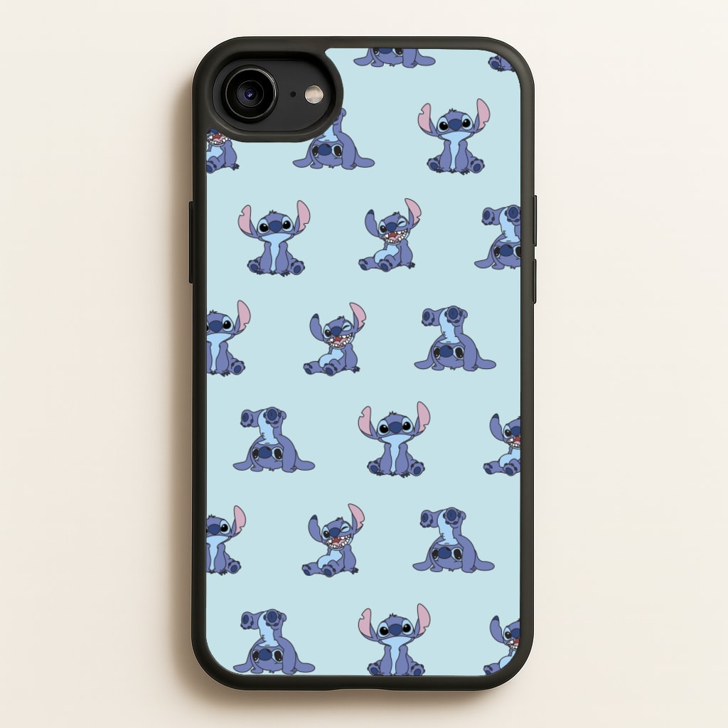 Cute Blue Alien Pose Pattern - Stitch Phone Case for iPhone 6 / 7 / 8 / SE