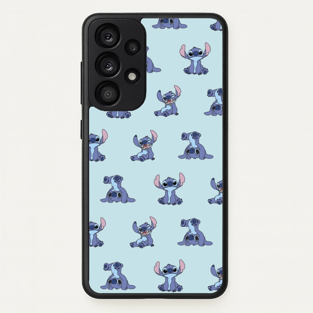 Cute Blue Alien Pose Pattern - Stitch Phone Case for Galaxy A53