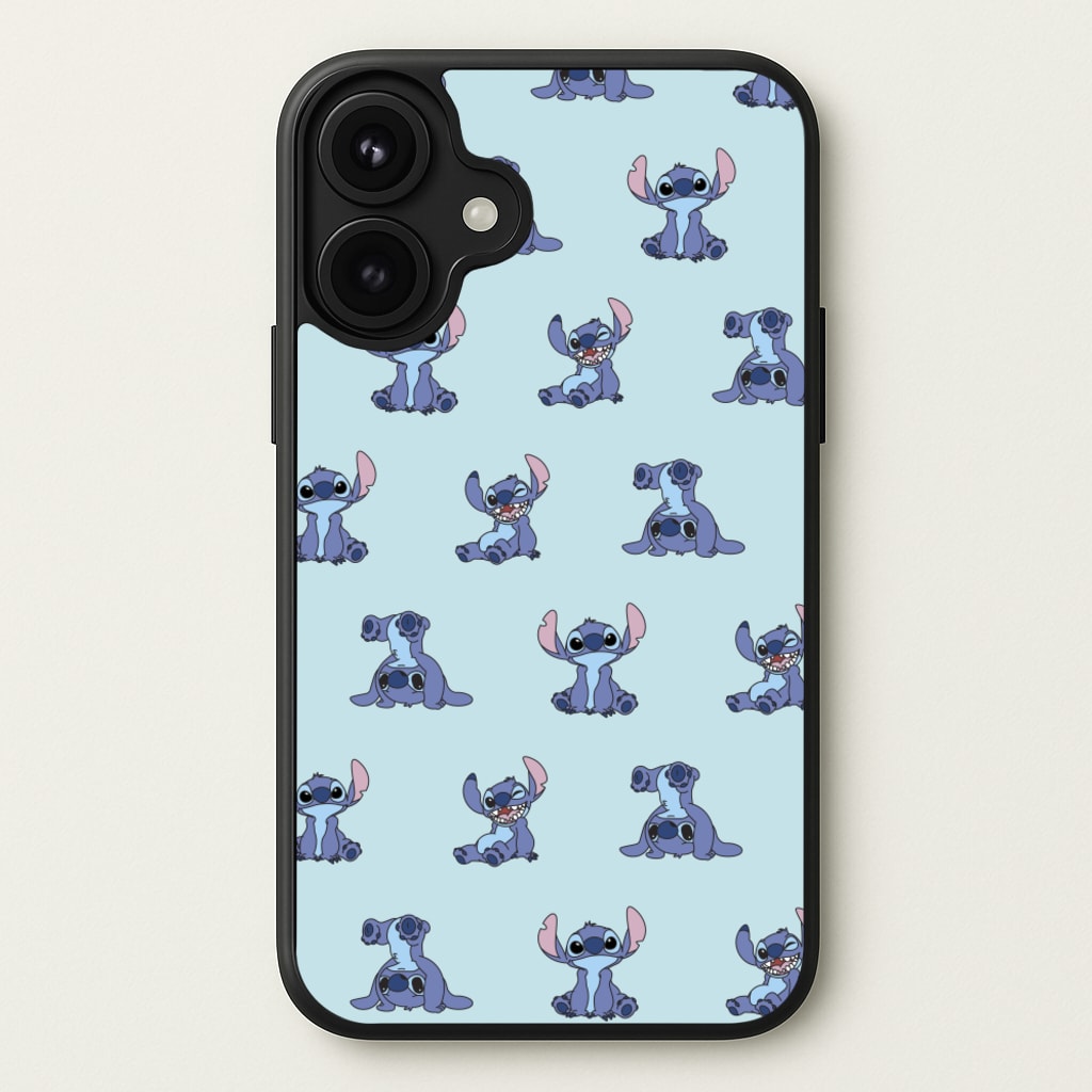 Cute Blue Alien Pose Pattern Phone Case for iPhone 17