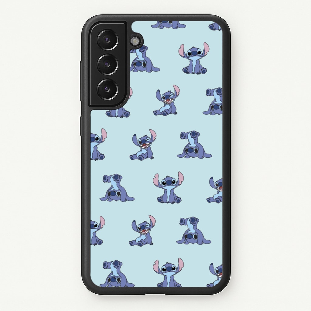 Cute Blue Alien Pose Pattern - Stitch Phone Case for Galaxy S21