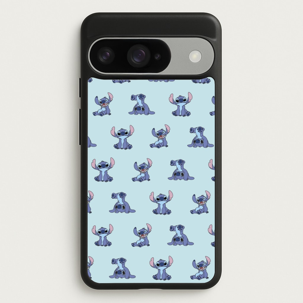 Cute Blue Alien Pose Pattern Phone Case for Google Pixel 10 / 10 Pro