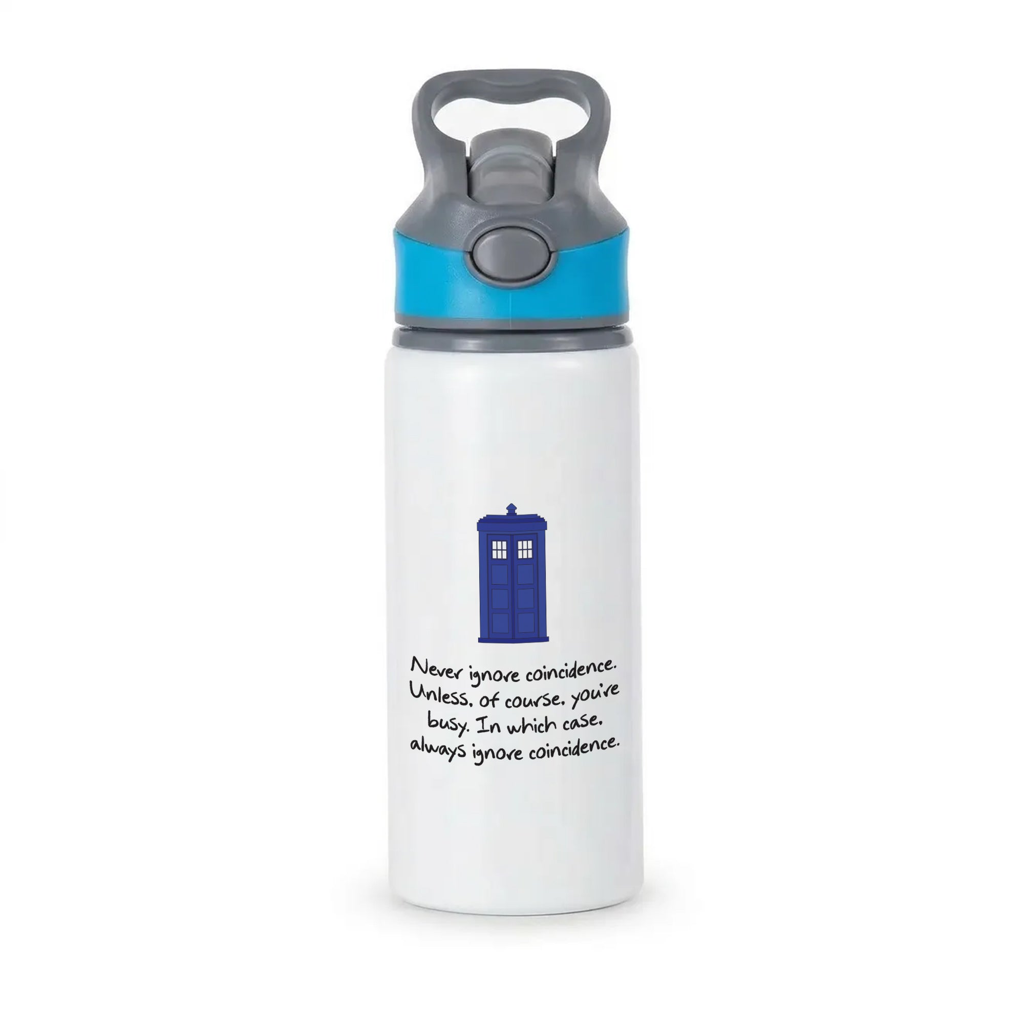 Never Ignore Coincidence Active Water Bottle - Blue