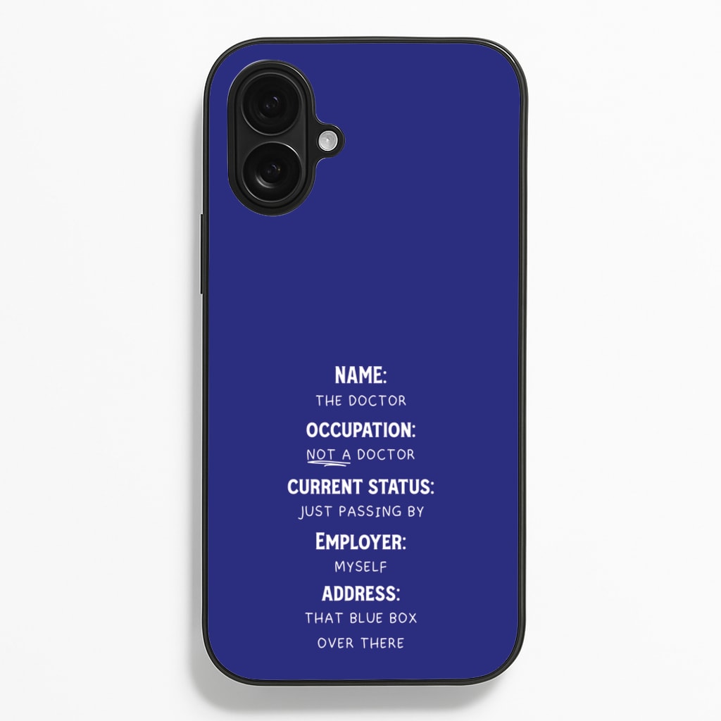 Name And Occupation - Doctor Who - Doctor Who Phone Case for iPhone 16 Plus