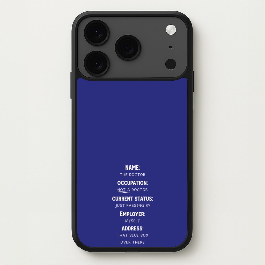 Name And Occupation - Doctor Who Phone Case for iPhone 17 Pro