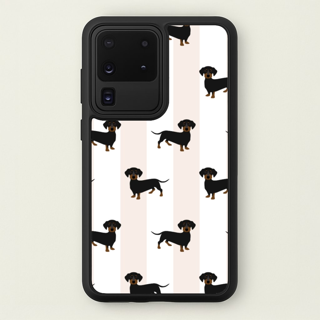Striped Dachshund - Dog Pattern - Dog Patterned Phone Case for Galaxy S20 Ultra