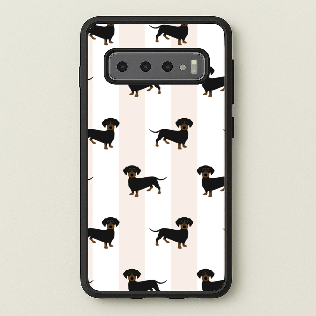 Striped Dachshund - Dog Pattern - Dog Patterned Phone Case for Galaxy S10