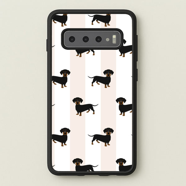 Striped Dachshund - Dog Pattern - Dog Patterned Phone Case for Galaxy S10