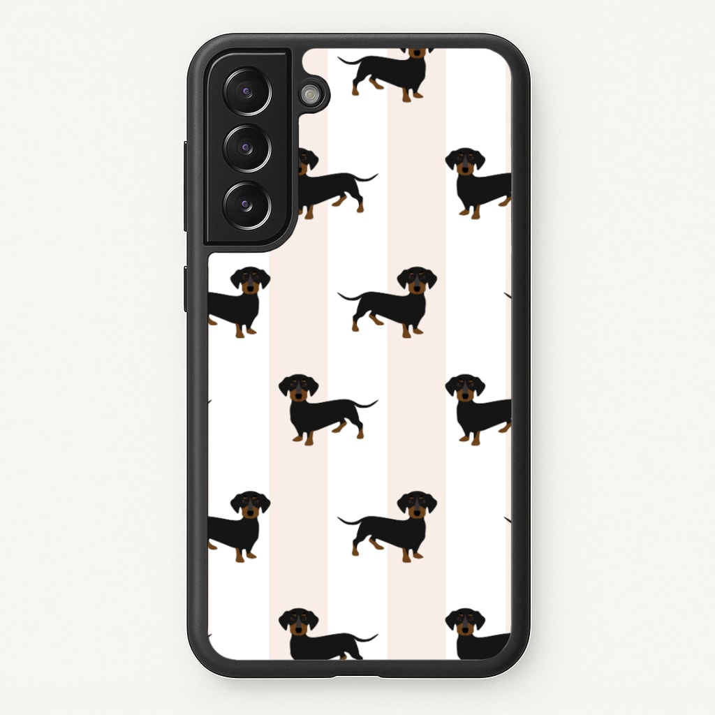 Striped Dachshund - Dog Pattern - Dog Patterned Phone Case for Galaxy S21