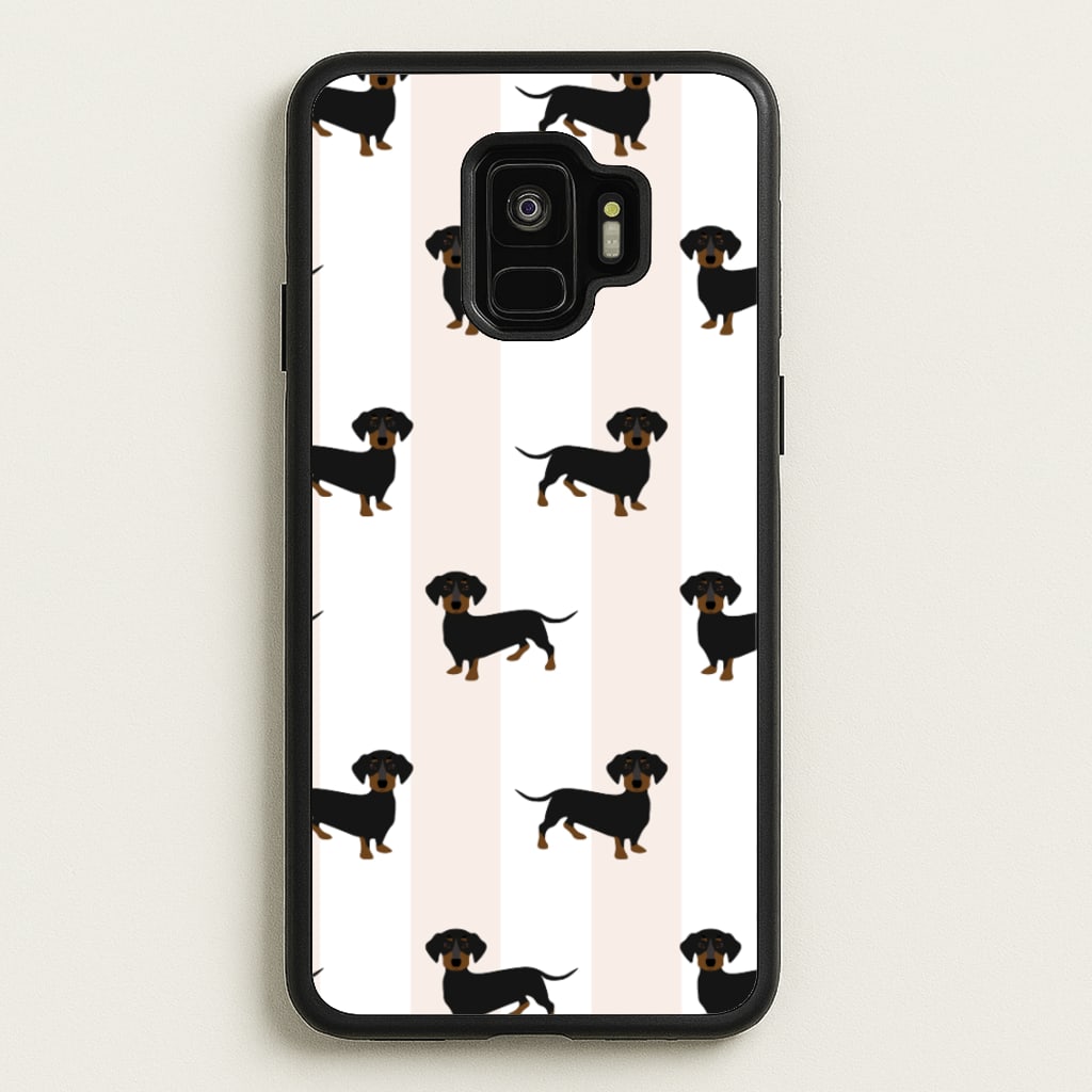 Striped Dachshund - Dog Pattern - Dog Patterned Phone Case for Galaxy S9