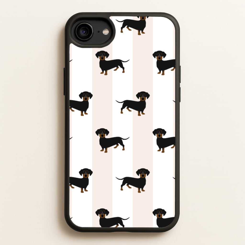 Striped Dachshund - Dog Pattern  - Dog Patterned Phone Case for iPhone 6 / 7 / 8 / SE
