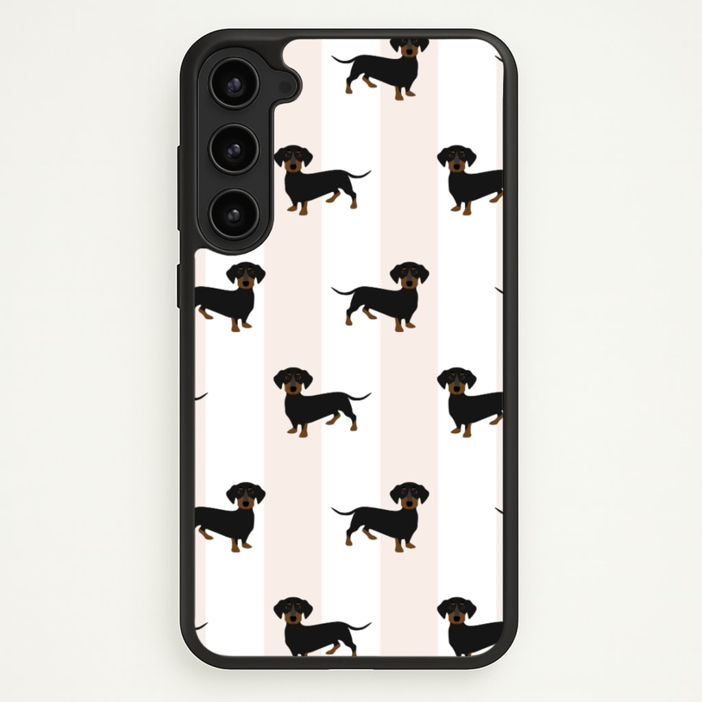 Striped Dachshund - Dog Pattern - Dog Patterned Phone Case for Galaxy S23