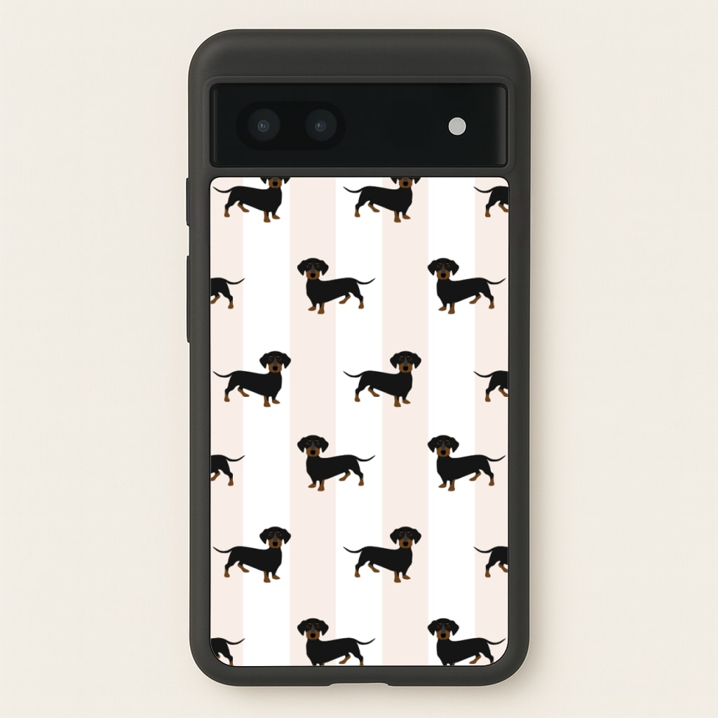 Striped Dachshund - Dog Pattern - Dog Patterned Phone Case for Google Pixel 7a