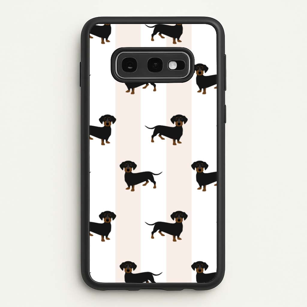 Striped Dachshund - Dog Pattern - Dog Patterned Phone Case for Galaxy S10e