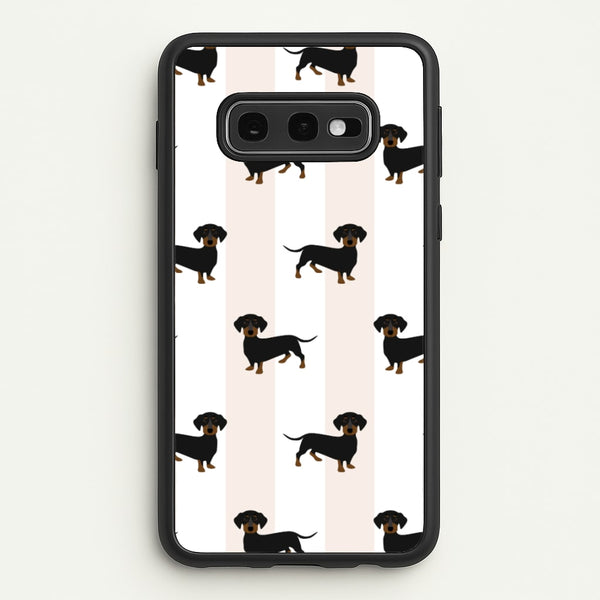 Striped Dachshund - Dog Pattern - Dog Patterned Phone Case for Galaxy S10e