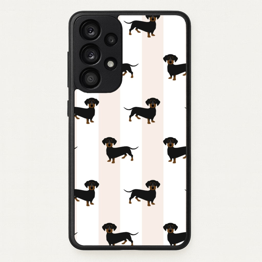 Striped Dachshund - Dog Pattern - Dog Patterned Phone Case for Galaxy A53