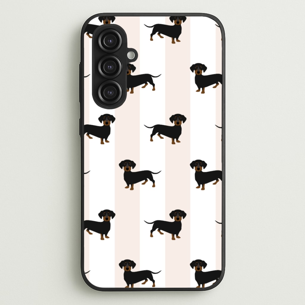 Striped Dachshund - Dog Pattern  - Dog Patterned Phone Case for Galaxy S23FE