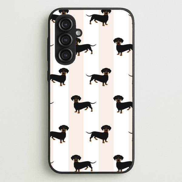 Striped Dachshund - Dog Pattern - Dog Patterned Phone Case for Galaxy S23FE