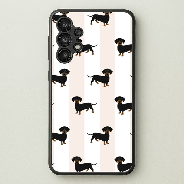 Striped Dachshund - Dog Pattern - Dog Patterned Phone Case for Galaxy A13