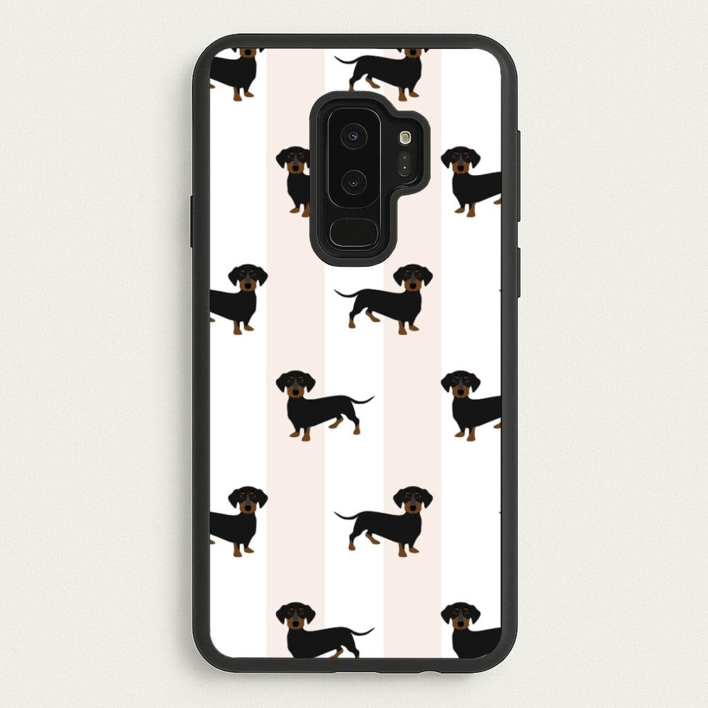Striped Dachshund - Dog Pattern - Dog Patterned Phone Case for Galaxy S9 Plus