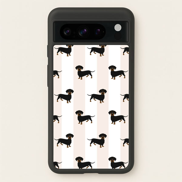 Striped Dachshund - Dog Pattern - Dog Patterned Phone Case for Google Pixel 8 Pro