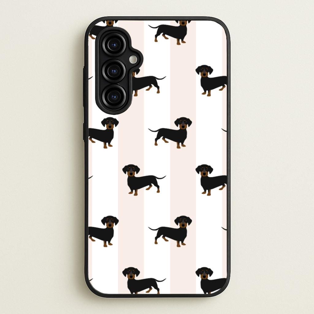 Striped Dachshund - Dog Pattern - Dog Patterned Phone Case for Galaxy A54