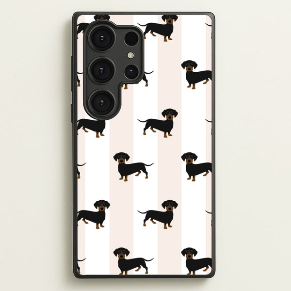 Striped Dachshund - Dog Pattern - Dog Patterned Phone Case for Galaxy S25 Ultra